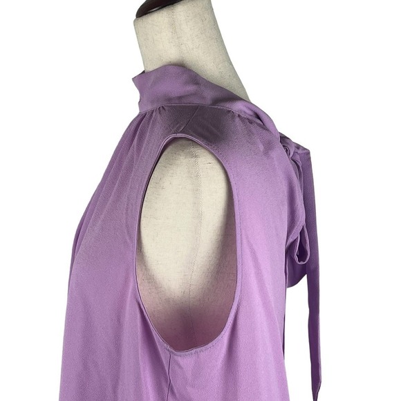 1.‎ STATE SLEEVELESS MOCK TIE NECK BLOUSE IN VIOLET TULLE NWT WOMEN'S SIZE LARGE - Picture 6 of 15
